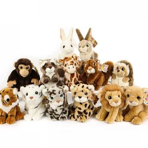 18cm Symulacja Wild Animal Kawaii Tiger Lion Leopard Doll Best Raccoon Hedgehog Sched Plush Toys for Kids