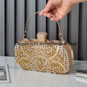Totes Gold Handbags for Women Designer Luxury Brands Bling Purses Rhinestone Diamond Evening Clutch Tote Mini Crossbody Bags 2022 0209V23