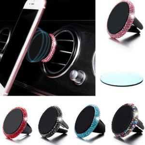 Interior Decorations Car Ornament Luxury Diamond Mobile Phone Magnet Bracket Air Outlet Perfume Clip Trim Decoration Auto Accessories Gifts 0209