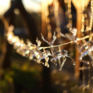 Strängar ledde älgformad hjort ljussträng jul oranments Xmas träd lykta god dekor för hem 2023 lyckligt år