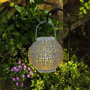 Lâmpadas de gramado Creative Ball Hollow Solar LED Lantern Light Classic Texture Delicate Design Delicado Design Practical Garden Yard Pathway Iluminação Lâmpada