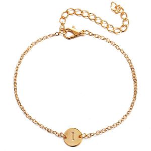 Charm Bracelets New Fashion 26 Letters Good Luck Alloy Round Pendant Bangle Letter Chain Trendy Adjustable For Wo Dhzhi