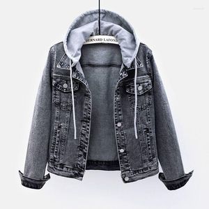 Женские куртки джинсовая куртка женская короткая 2023 Осенний продукт съемный черно-серый тонкий топ с длинными рукавами с длинными рукавами