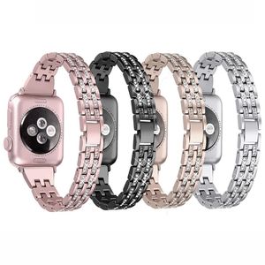 Bling Apple Watch Bands kompatibla med 38mm 40mm 41mm 42mm 44mm 45mm Women Iwatch SE Series 7 6 5 4 3 2 1 Klänning smycken metall armband Diamond Rhineston