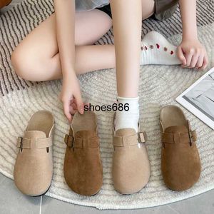 Boken Baotou and half slippers women wear half supporting single shoes for autumn outings 2022 new style big head ugly cute soft bottom cool