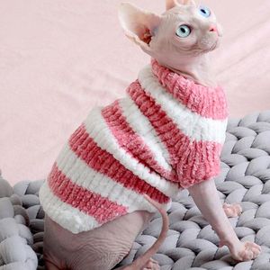 Katzenkostüme Winter Super Soft Pleuche Stripe Sweater Pullover Hundekleidung für Sphynx Kleine Hunde Chihuahua Haustierkleidung Ubranka Dla Psa
