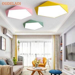 Światła sufitowe Macaron Pentagonalne lampki sufitowe Acryl LED Modern Sypialnia Restauracja dla dzieci Pokój dla dzieci Nordic Home Lighting Stopień 0209