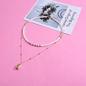 Naszyjniki wiszące 2pcs/działek naturalny naszyjnik Choker dla kobiet mody cowrie złoty łańcuch vintage estetyczne koła estetyczne de modapendan