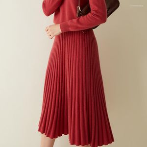 Skirts High-end 2023 Autumn And Winter Cashmere Women's High Waist Pleated Skirt Fashion A Word Knit Bottomed 4 Colors