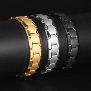 Link Chain European and American hot selling men's square bracelet germanium domineering germanium grain magnet four-in-one bracelet wide G230208