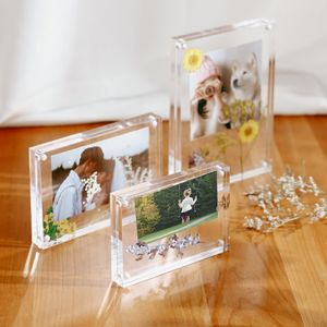 Frames Transparent Acrylic Picture P Magnetic card Holder Poster Display Stand Protection Office Desktop Ornament 230111