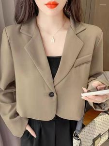 Kvinnors kostymer Kvinnor Fashion Office Blazers Coat Vintage Solid Long Sleeve All-Match Business Casual Elegant Outerwear Chic Cloth