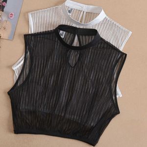 Women's T-Shirt New sweater collar vest new stand wings spring decoration lace cool Stand striped transparent simple Y2302