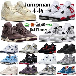 Jumpman 4 4S Og Mens Basketball Shoes Craft Midnight Navy Military University Blue Sail Sail Oreo Red Thunder Cat Sports Womens Sneakers Size 47