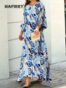 Dwuczęściowa sukienka Kobiety drukowane długie latarni rękawa Maxi spódnica 2PCS strój Summer Oneck Loungewear Passing Set Set Holiday Casual Streetwear 230209