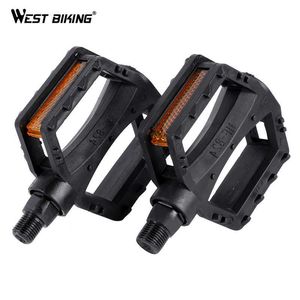 Bike Pedals WEST BIKING Ultralight Kids Bicycle Pedals 12mm 14mm Anti-Slip Plastic Pedals Safety Warning Reflector Children Cycling Pedals 0208
