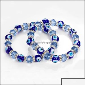 Charm Bracelets Jewelry Turkish Blue Eye Bracelet Handmade Amet Religious Evil Nazar Crystal For Women Girl Drop Delivery 3Ofi7 Dhbnw