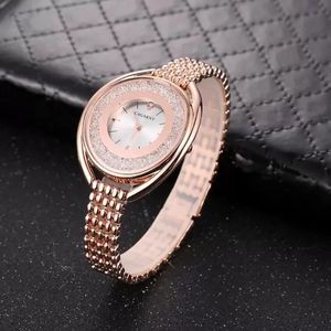 Cagarny Quartz Watch For Women Top Fashion Womens Wrist Watches Female Clock Silver Bracelet Crystal Wristwatches