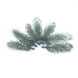 Juldekorationer 100 st konstgjorda snö frostade tallnålar grenar cedar kviststammar kvistar faux grönska trädplockar för blomma xmas