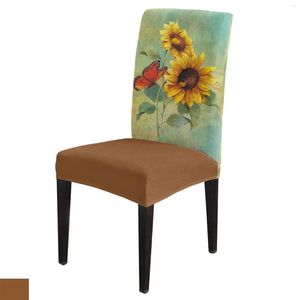 Coperture per sedie in stile country girasole farfalla copertura acquerello per pranzo spandex sletget set set da scrivania per ufficio home office set