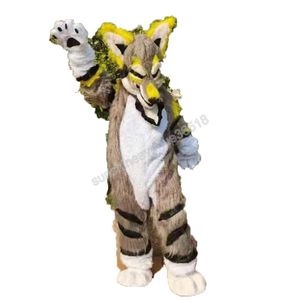 Long Fur Furry Husky Dog Mascot Costume Top Cartoon Anime theme character Carnival Unisex Adults Size Christmas Birthday Party Outdoor Outfit Suit