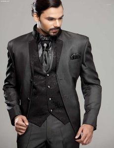 Men's Suits 2023 Charcoal Mens Tuxedo Jacket Groom Tuxedos Wedding Prom Men Suit Pants Vest