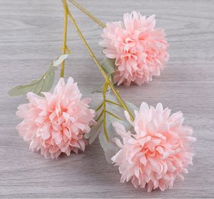 Flores decorativas de casamento rosa flor artificial de seda dahlia crisântemo