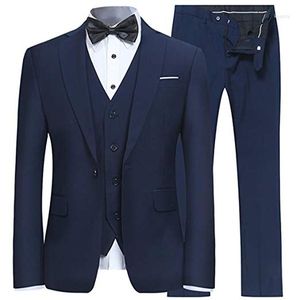 Mäns kostymer 3-stycken skräddarsydd kostym Slim Fit One Button Men Blazer Bridegroom Groomsman Tuxedo (Jacket Vest Pants) Costume Homme Terno