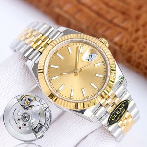 Rel￳gios mec￢nicos Mens Diamond Watch for Man Blue Roman Dial Watchs Wristwatch 41mm 3235 Two Tone Jubileu A￧o Straia de a￧o Resist￪ncia Top Papel Green Box Gold Bezel 906L