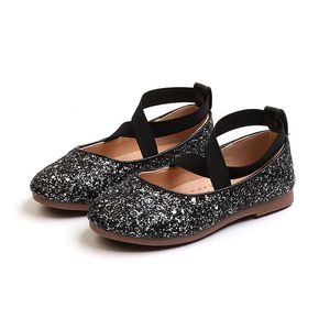 Sneakers JGVIKOTO Princess Glitter Leather Girls Shoes Soft Comfortable Shiny Sequined Kids Sweet Wedding Dress Party Flats 26 35 230209