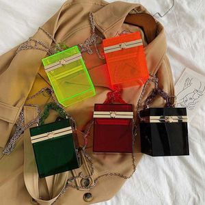 PVC Beach Bag NEW Jelly Bag Acrylic Box Bag Portable Makeup Single Shoulder Women's Bag Chain Bag 230209