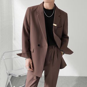 Mens Suits Blazers Double Breasted Men Streetwear Vintage Casual Korean Fashion Office Dress Sackla Jacka Male Coat Wedding 230209