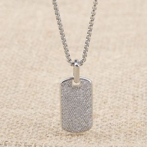 Fashion Silver Tag Pendant Necklace for Men Unisex Box Chain Classic Jewelry Anniversary Valentine's Day Party Gift