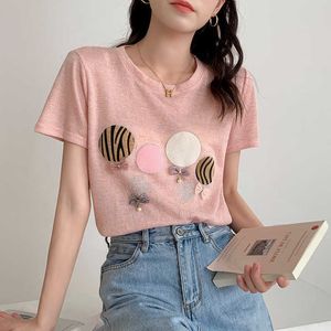 Koszulka damska czyste bawełniane krawat kwiaty krótkoczestrwałe T-shirt Summer New Ins Style Streetwear Fashion Desinger Top Graphic Tees Y2302