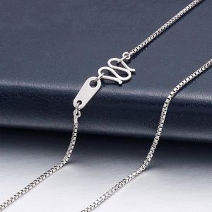 Chains Pure Platinum 950 Necklace 1mm Box Link Chain 15.7-17.7"L "M" Or Snap Hook For WomanChains