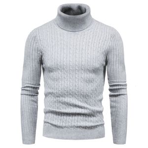 Camisolas masculinos Autumn e Winter Turtleneck moda quente suéter de cor sólida suéter masculino Sweater Slim Pullover Men's Knit