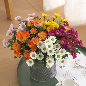 Kwiaty dekoracyjne sztuczne rośliny Słońce Kwiat kolorowy mały stokrotkowy jedwabny domek dekoracja ogrodu chryzantem