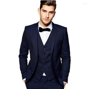 Abiti da uomo Arrivo Navy Wedding For Men 3 pezzi Smoking dello sposo Groomsman Business Formal Suit (Jacket Pants Vest Tie)
