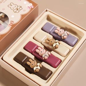 Brillant à lèvres dessin animé mignon mat 4 pièces ensemble de maquillage velours liquide rouge à lèvres durable châtaigne boue Mousse antiadhésive tasse teinte argile