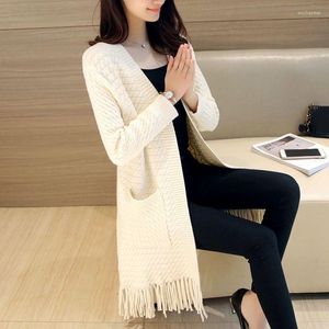 Women's Knits Autumn Winter Women Tassel Knitted Cardigan Sweater Female Long Sleeve Coat Jacket Ladies Outerwear