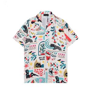2023デザイナーシャツメンズファッション幾何学的なプリントボウリングシャツハワイアンフラワーシャツメンスリムフィッティング半袖汎用性の高いTシャツM-3XL