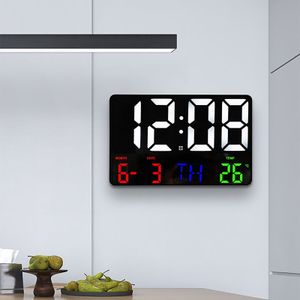 Wall Clocks LED Digital Wall Clock Large Screen Temperature Date Day Display Electronic LED Clock with Remote Control Living Room Decoration 230208