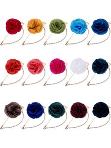 Pins Brooches Shappy Mens Satin Lapel With Metal Chain Handmade Boutonniere And Storage Box 15 Colors Drop Delivery 2022 Dhjpp