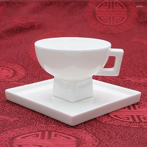 Миски 45% костяной порошок европейский стандарт Fine China Square Vintage Tea Cup Set Craft с блюдником фарфоровой кофе