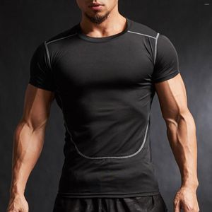 Męskie koszule T Szybki suchy kolorowy kolor Atletyczna wysypka T-shirty z krótkim rękawem Koszulka Kompresyjna Kompresyjna