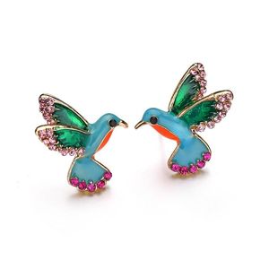 Stud Earrings Enamel Animal Bird Anti Allergy Earring Wholesale High Quality Wedding Birde For Women Jewelry