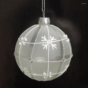 パーティーデコレーション16pcs/パック直径8cmハンドペインティングガラスグローブ表面白い粉飾りクリスマスツリーハンギング装飾