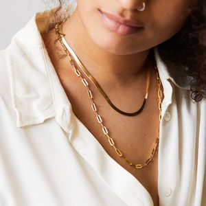 Mode Büroklammer Link Kette Frauen Halskette Edelstahl Gold Farbe Kette Halskette Für Frauen Männer Schmuck Geschenk