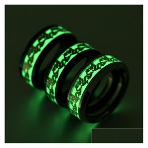 Band Rings 8Mm Titanium Steel New Luminous Dragon Ring Jewelry Designer Wholesale Drop Delivery 202 Dhvsx