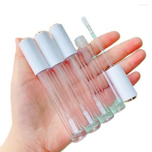 Storage Bottles Wholesale Custom Logo 4ml White Round Lip Gloss Tube Empty Lipgloss Tubes Containers Lipstick Glaze Bottle Packaging